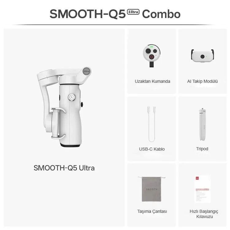 Zhiyun Smooth Q5 Ultra Combo – AI Takip Özellikli Telefon Gimbalı