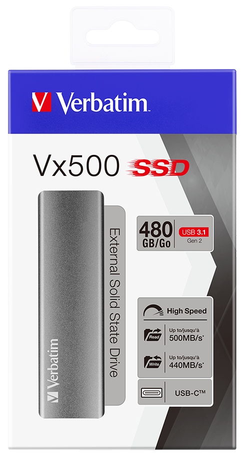 Verbatim 480 GB Taşınabilir SSD Usb 3.2 - 400MB/S-500MB/S Gri Kablo Dahil-(47443)