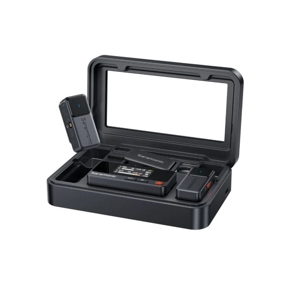 Saramonic Air 01 Kablosuz Yaka Mikrofonu – Çift Verici, Tek Alıcı, 48kHz 24-Bit Ses Kalitesi, iPhone / Android / Kamera Uyumlu