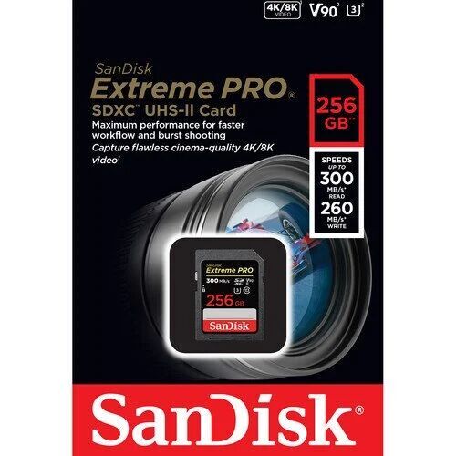 Sandisk 256GB SDXC Extreme Pro 300MB/S SD Uhs I Hafıza Kartı