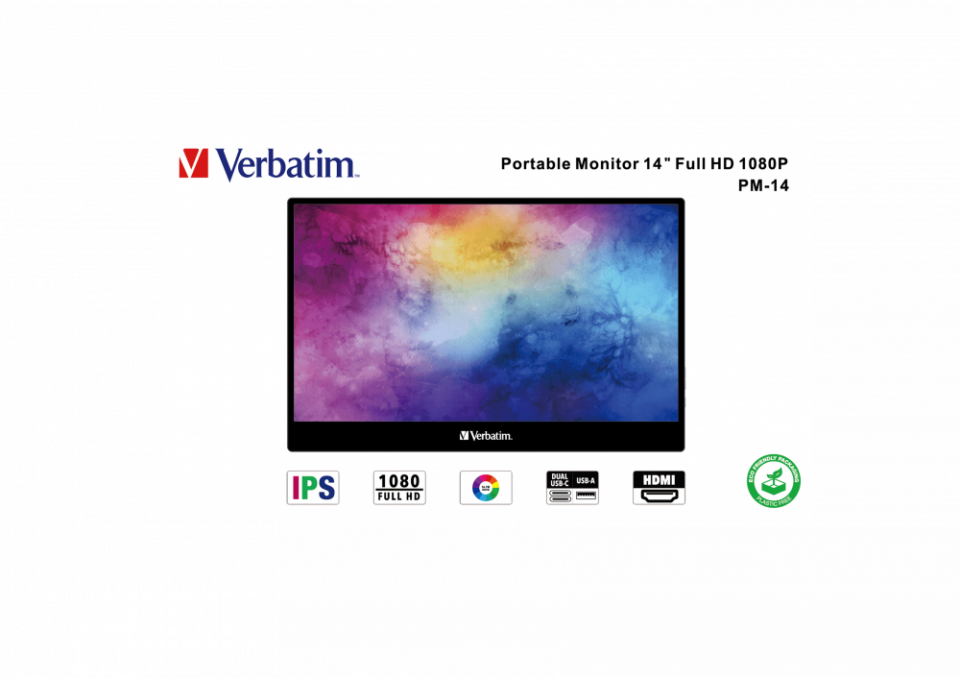 Verbatim Taşınabilir Monitör  Dokunmatik 14 FHD 1080P Usb-C Metal Kasa-(49591)