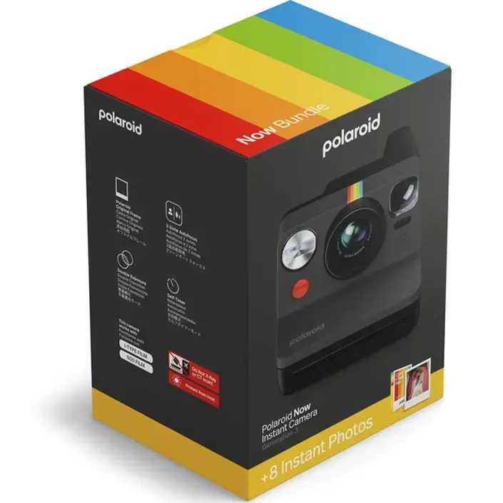 Polaroid Now Gen 3 Fotoğraf Makinesi (Black) + 8'li Color Film Bundle
