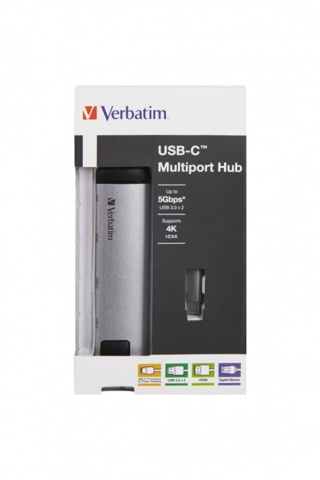 Verbatim USB-C Multiport Hub / 2x USB 3.0, HDMI, Gigabit Ethernet