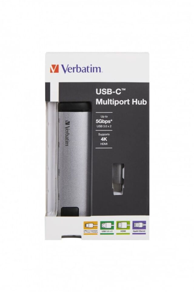 Verbatim USB-C Multiport Hub / 2x USB 3.0, HDMI, Gigabit Ethernet