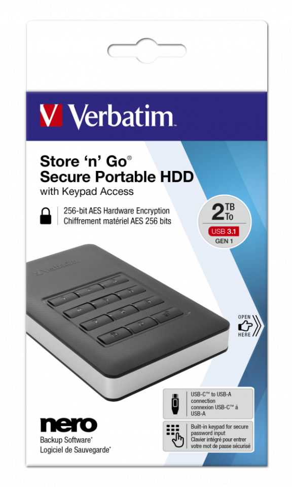 Verbatim 53403 -2Tb Hdd incl. Keypad Usb3.1 Gen1