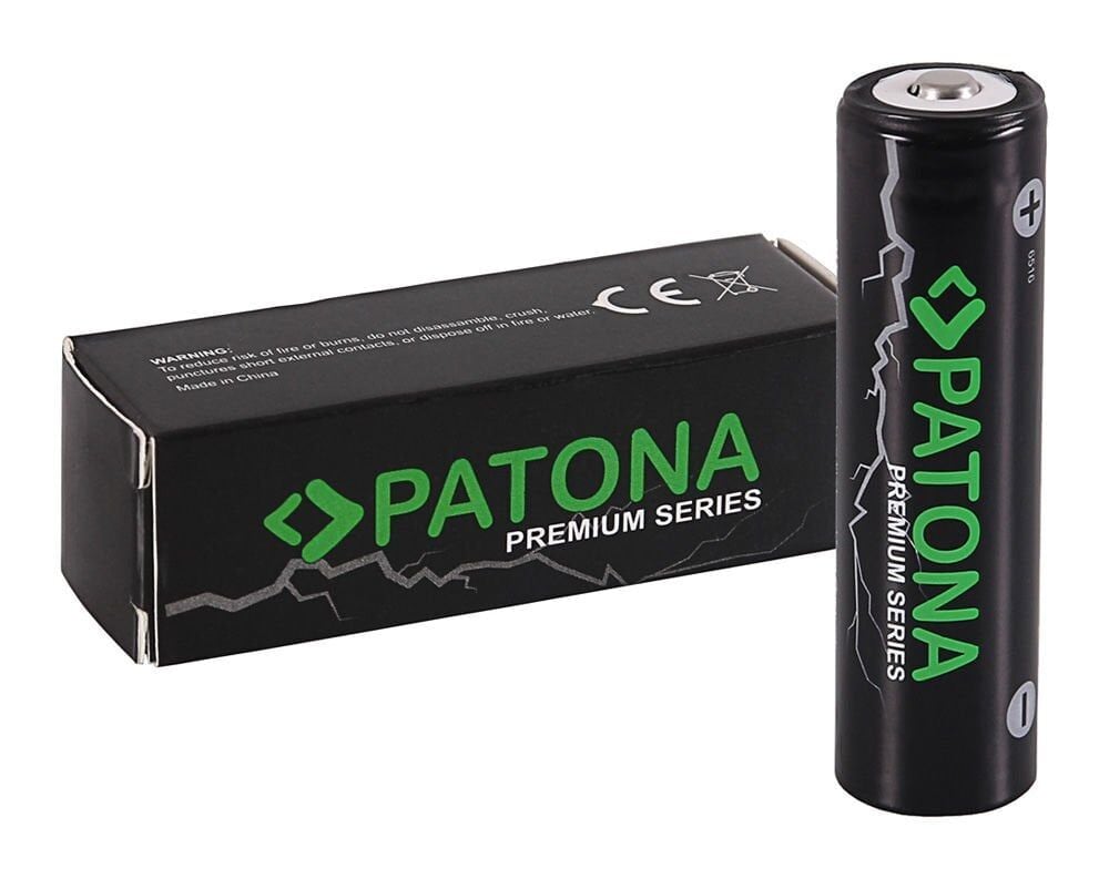 Patona 6516 Premium 18650 Cell Unprotected Sharp/Button Top 3.7V 3350 Mah
