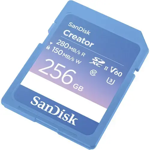 Sandisk 256GB 280MB/s Creator Series V60 UHS-II SDXC Hafıza Kartı