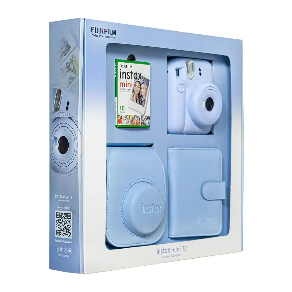 Instax Mini 12 Fotoğraf Makinesi Mavi Bundle Box