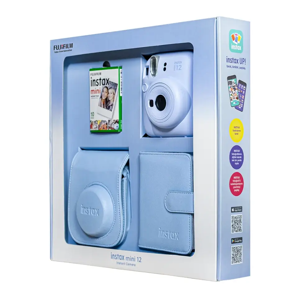 Instax Mini 12 Fotoğraf Makinesi Mavi Bundle Box