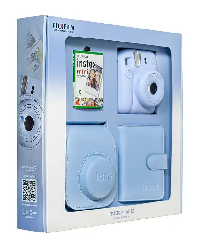 Instax Mini 12 Fotoğraf Makinesi Mavi Bundle Box