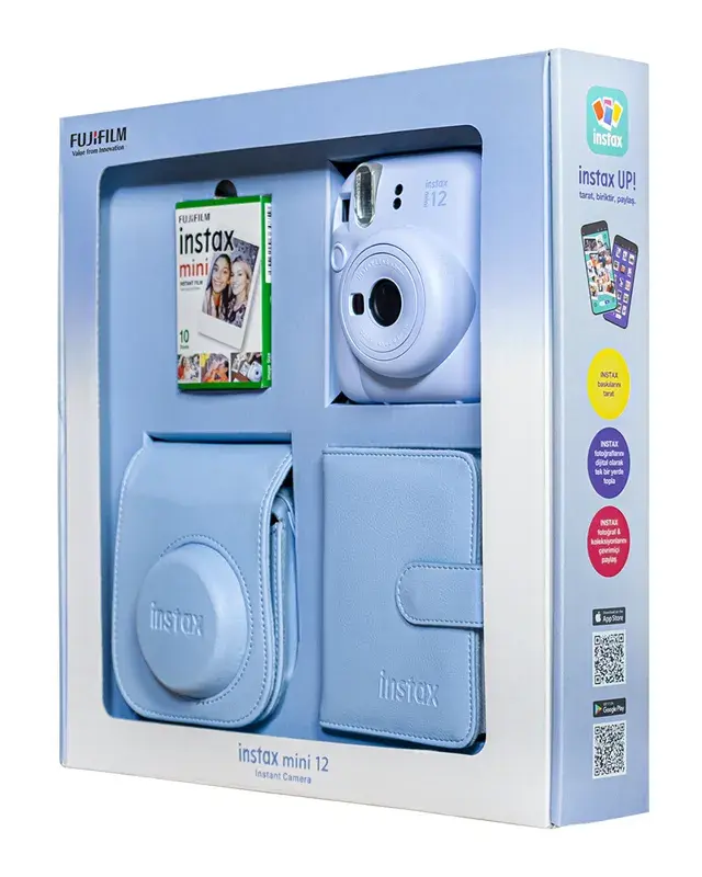 Instax Mini 12 Fotoğraf Makinesi Mavi Bundle Box