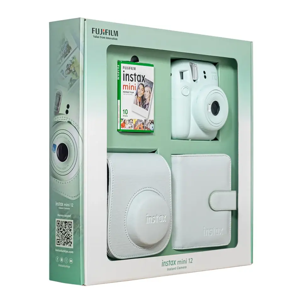Instax Mini 12 Fotoğraf Makinesi Yeşil Bundle Box