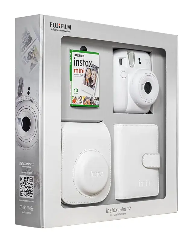 Instax Mini 12 Fotoğraf Makinesi Beyaz Bundle Box