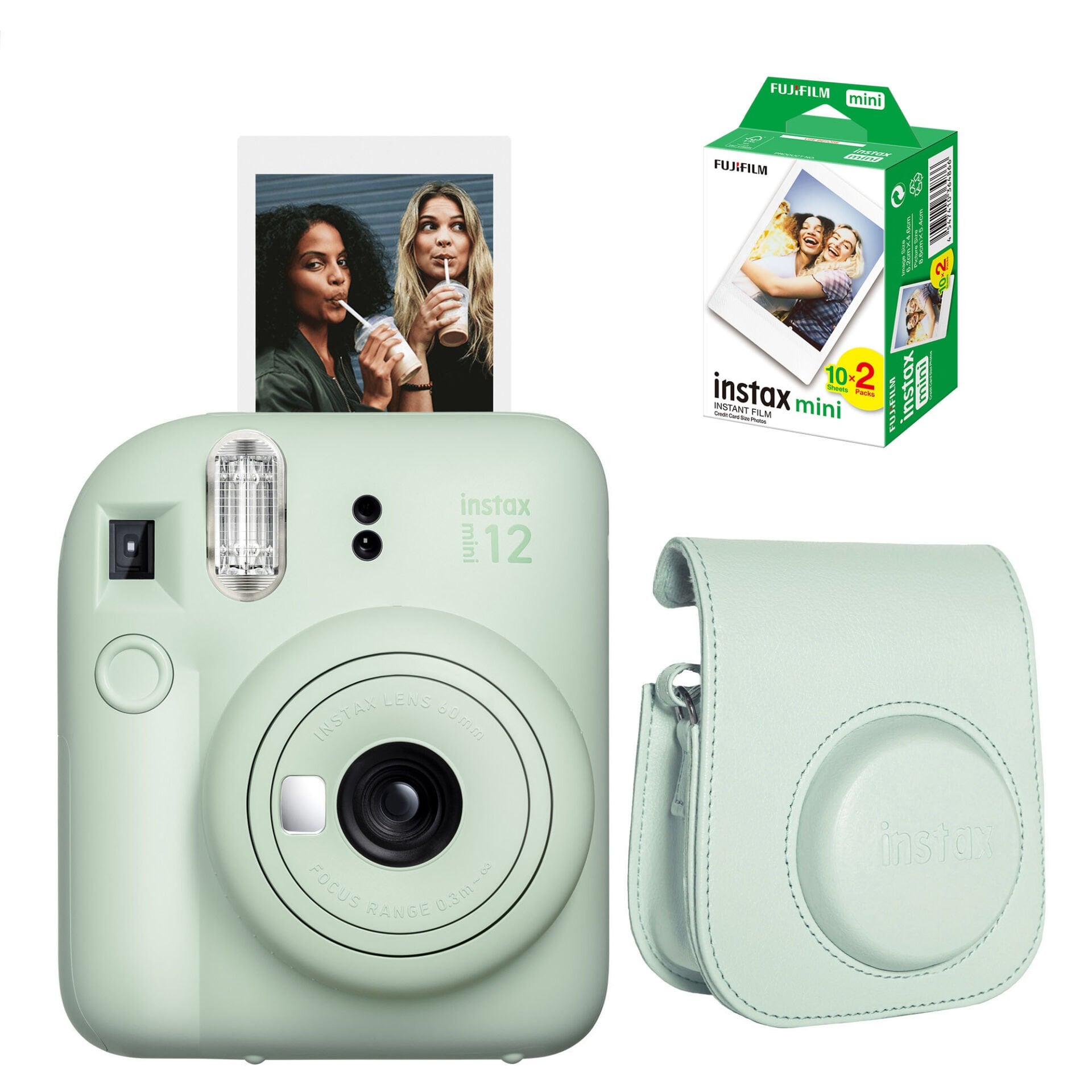 Instax Mini 12 Fotoğraf Makinesi Yeşil + 20'li Film ve Çanta