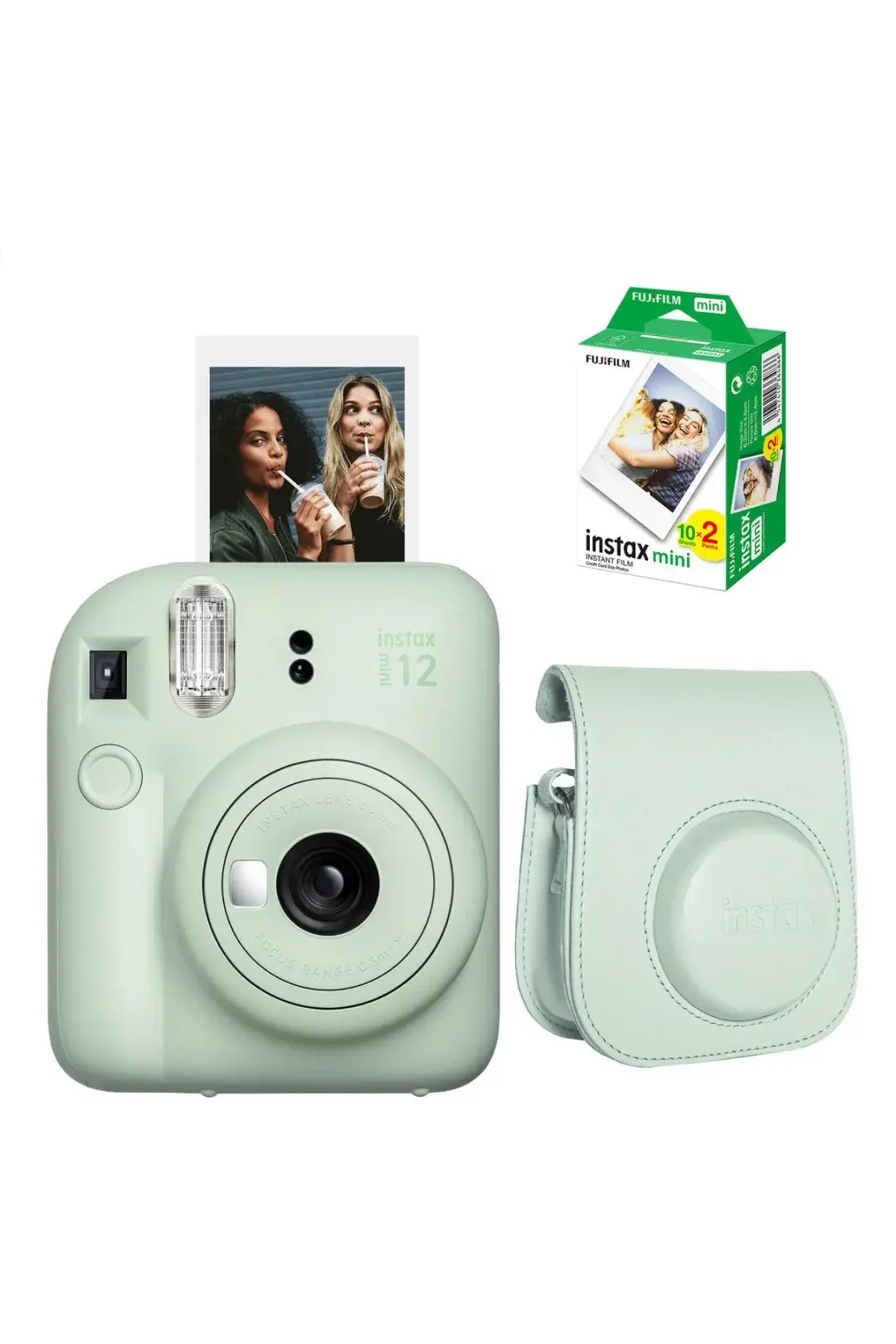 Instax Mini 12 Fotoğraf Makinesi Yeşil + 20'li Film ve Çanta