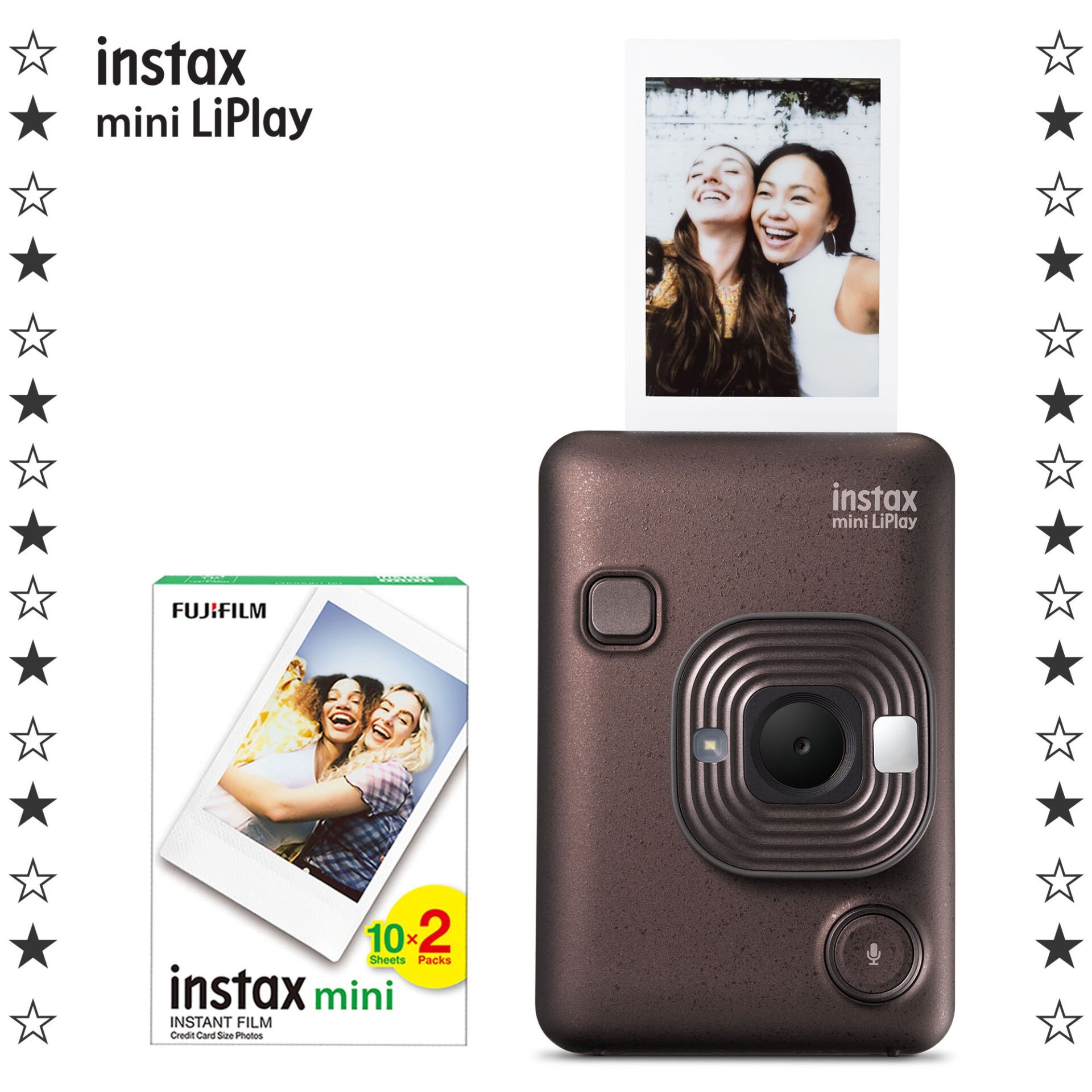 Instax Mini LiPlay Fotoğraf Makinesi Deep Bronze + 20'li Film Set