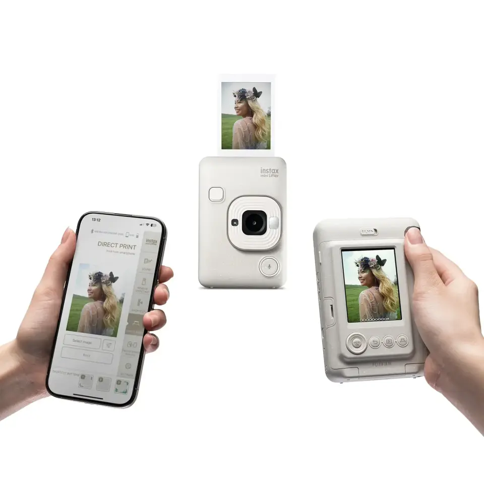 Instax Mini LiPlay Fotoğraf Makinesi Misty White + 20'li Film ve Çanta Set