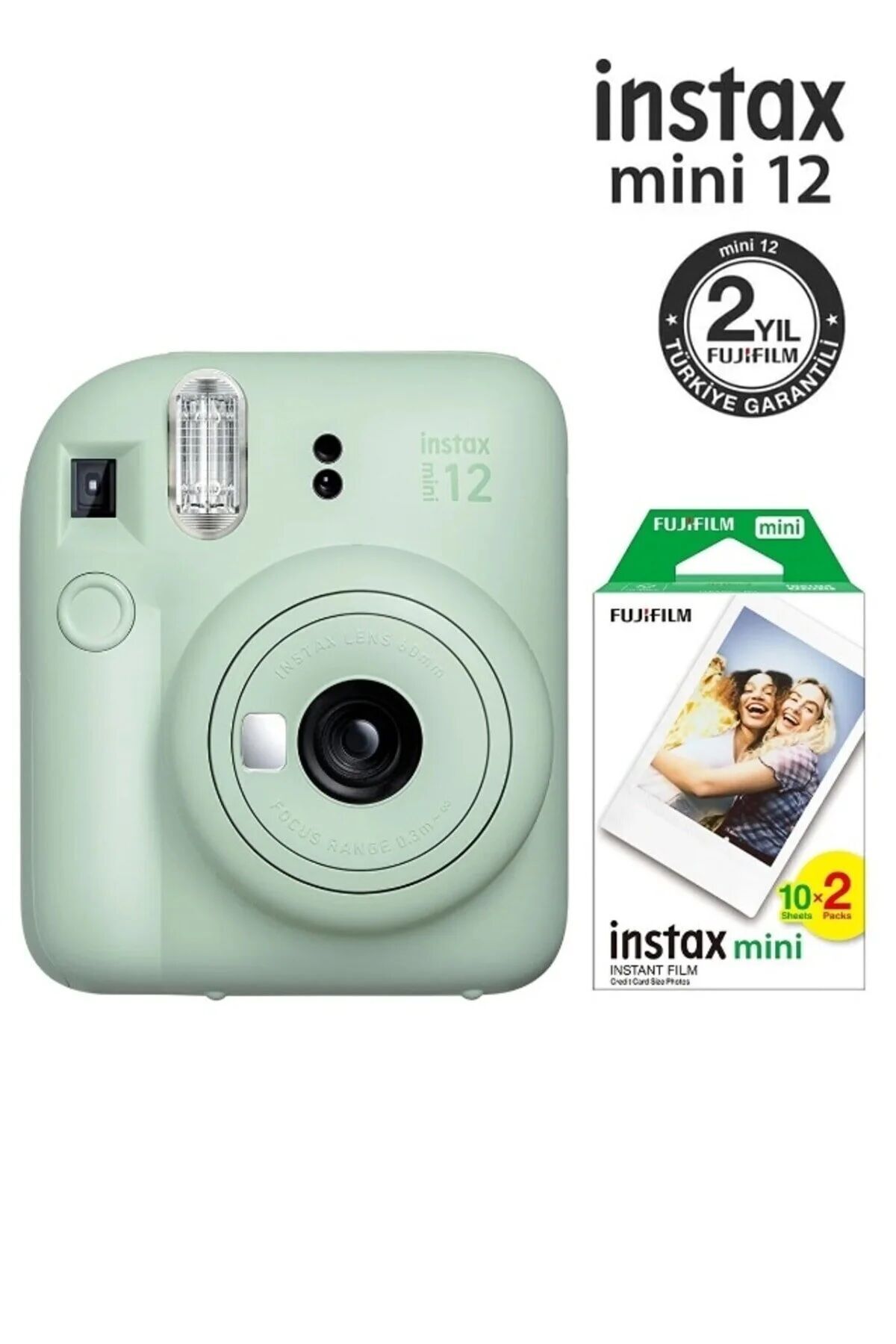 Instax Mini 12 Yeşil Fotoğraf Makinesi ve 20'li Film