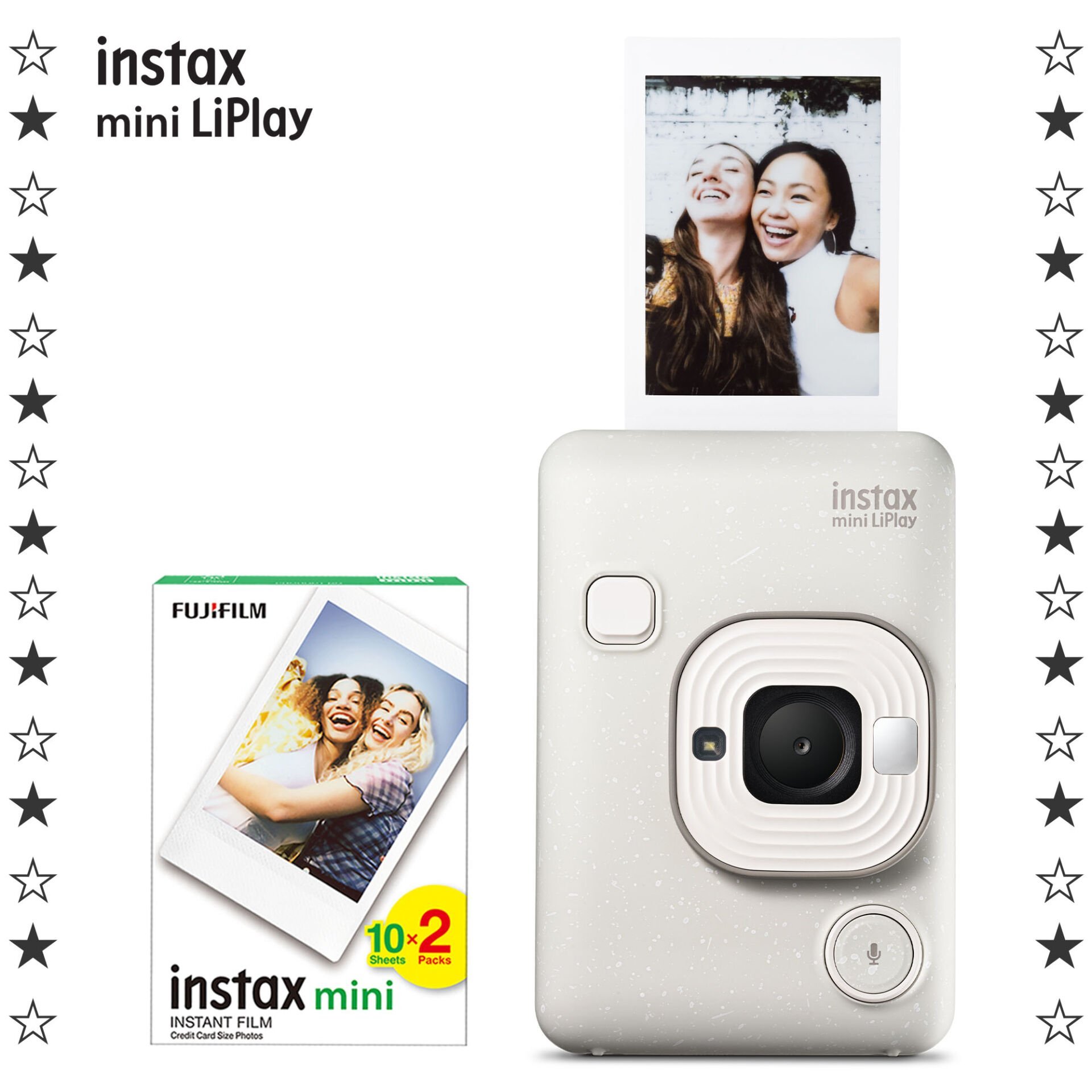 Instax Mini LiPlay Fotoğraf Makinesi Misty White + 20'li Film set