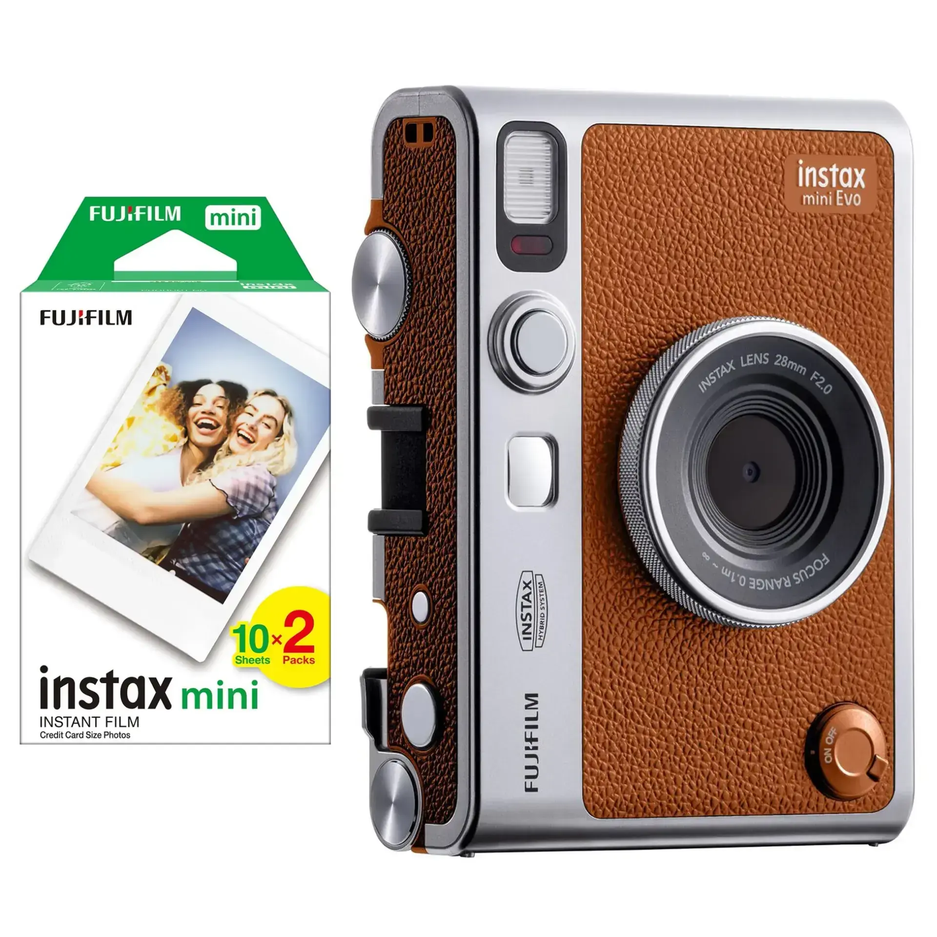 Instax Mini Evo Fotoğraf Makinesi Kahverengi + 20'li Film