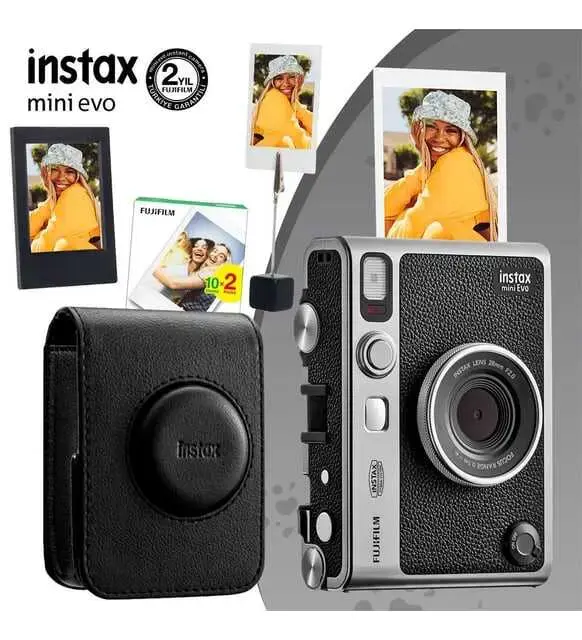 Instax Mini Evo Fotoğraf Makinesi Siyah + 20'li Film ve Çanta Set