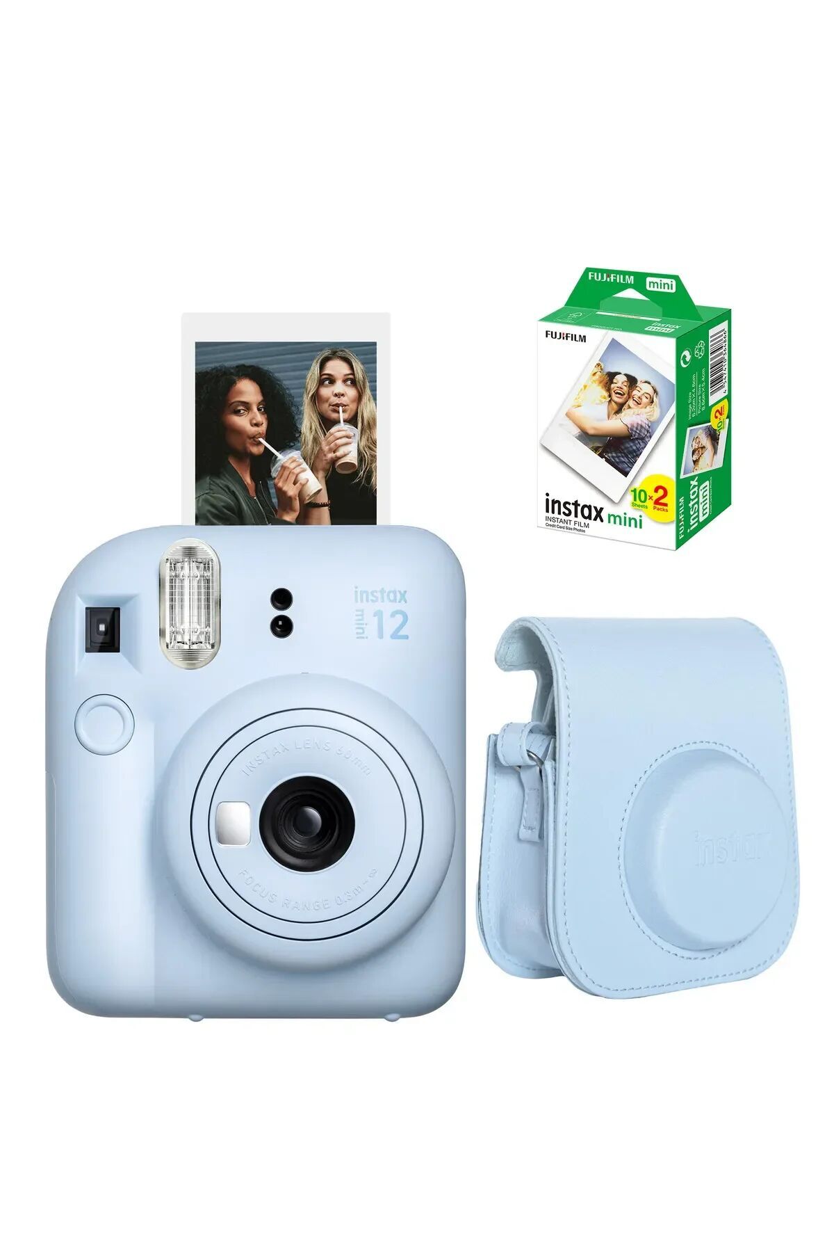 Instax Mini 12 Mavi Fotoğraf Makinesi + Çanta ve 20'li Film