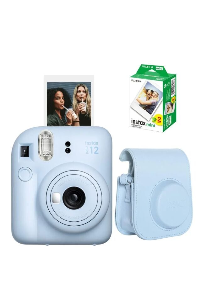Instax Mini 12 Mavi Fotoğraf Makinesi + Çanta ve 20'li Film