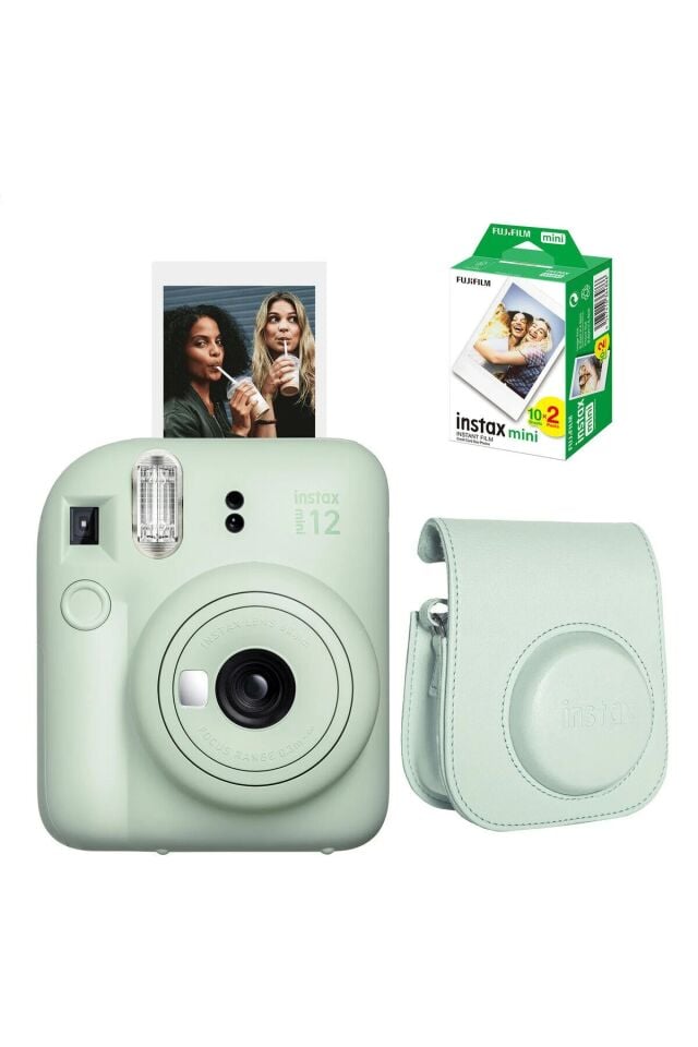 Instax Mini 12 Yeşil Fotoğraf Makinesi + Çanta ve 20'li Film