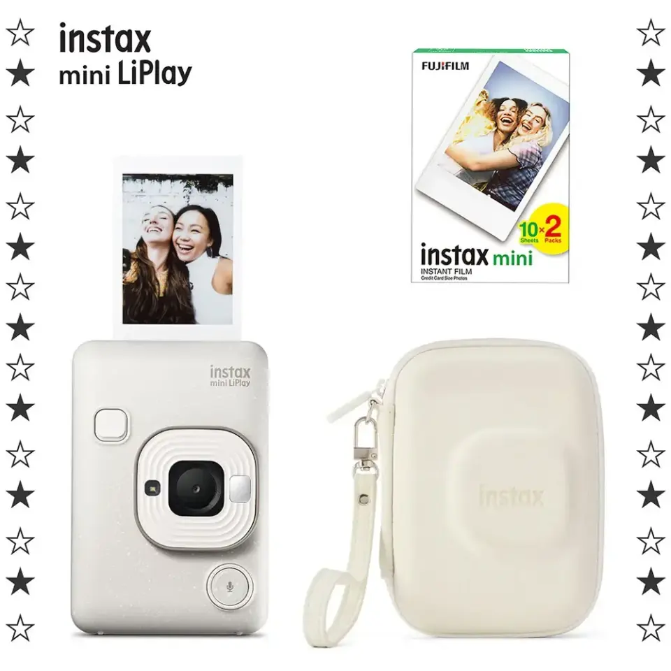 Instax Mini LiPlay Misty White Fotoğraf Makinesi + Çanta ve 20'li Film Set
