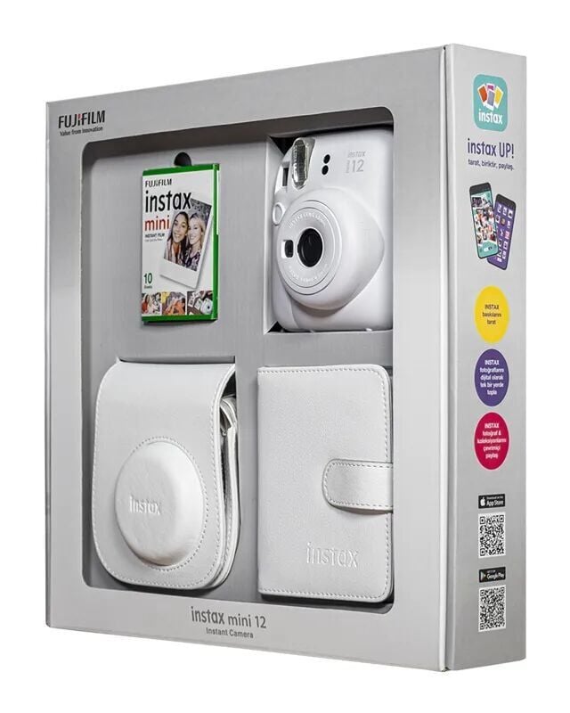 Instax Mini 12 Fotoğraf Makinesi Beyaz Bundle Box