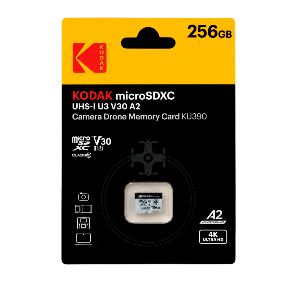 Kodak 256GB Micro SD UHS-I U3/V30/A1 Drone İçin KU390