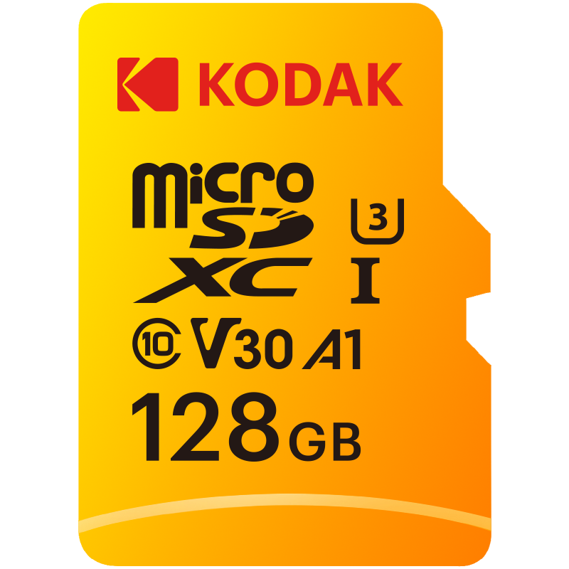 Kodak 128GB Micro SD UHS-I U3/V30/A1 Yellow Kart + Adaptör