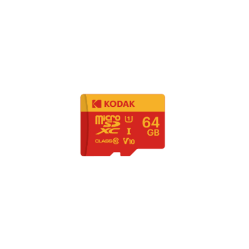 Kodak 64GB Micro SD UHS-I C10 U1 V10 Kart + Adaptör (Kırmızı)