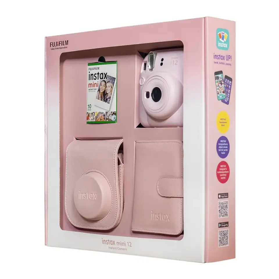 Instax Mini 12 Fotoğraf Makinesi Pembe Bundle Box