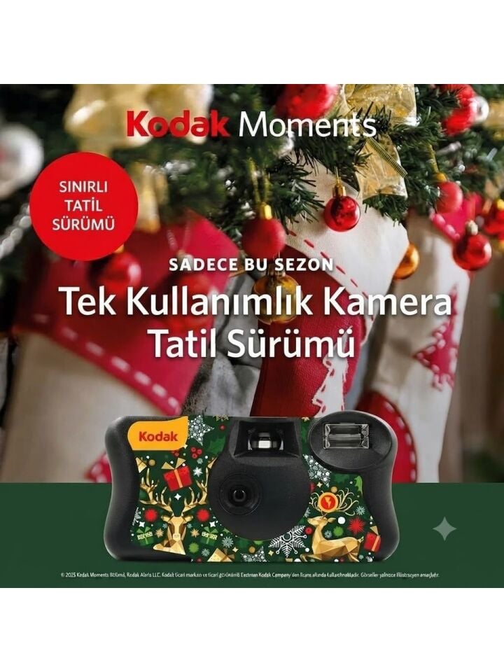 Kodak Funsaver Yılbaşı Özel Seri Flaşlı 39 Poz (Tek Kullanımlık) Analog Fotoğraf Makinesi