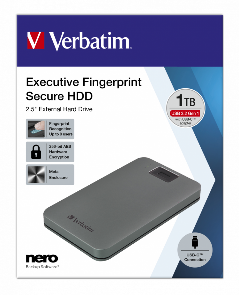 Verbatim 53652 V Exe Fp Hdd Usb 3.2G1/Usb-C 1Tb Gr.