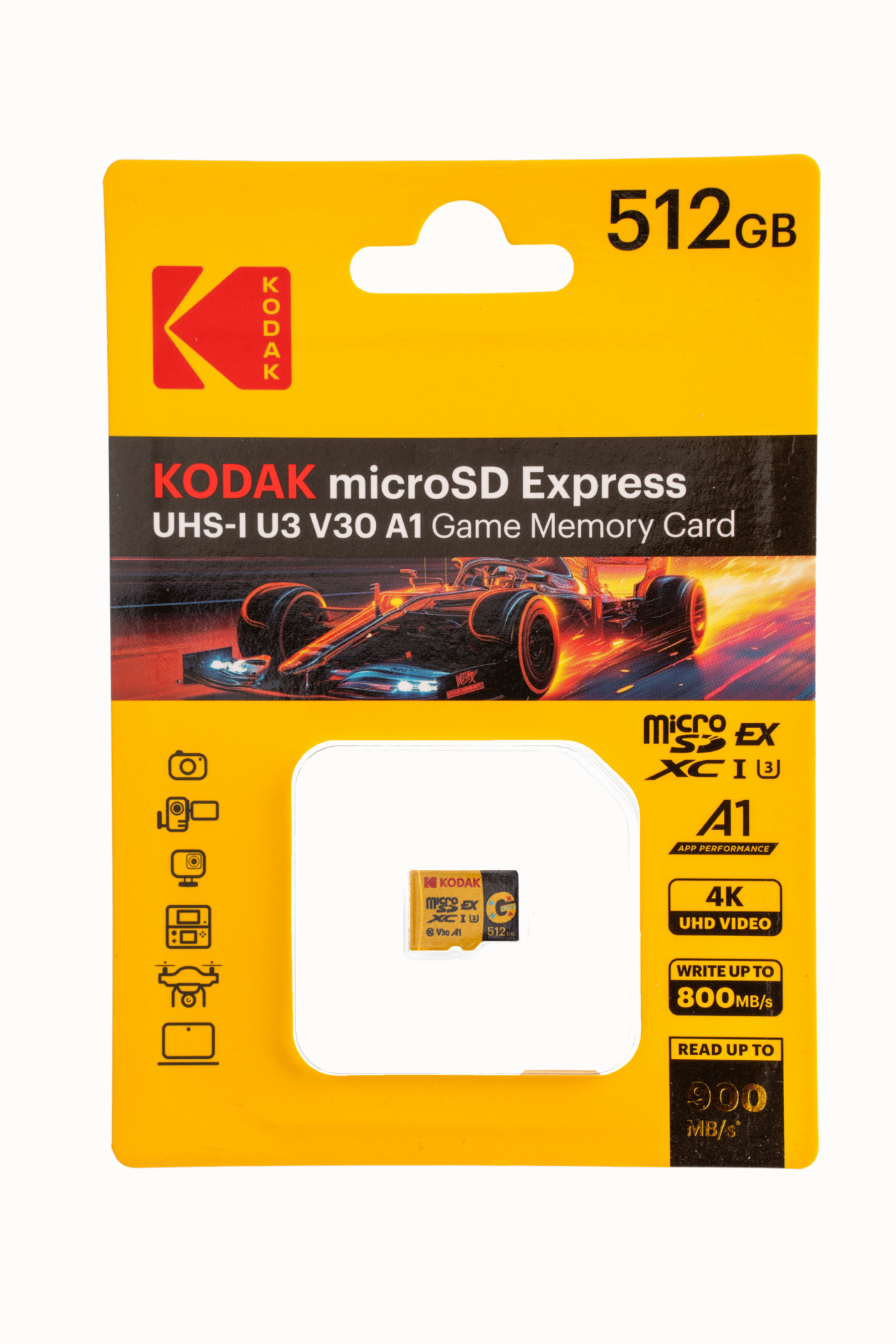 Kodak 512GB UHS-I U3/V30/A1 Express Micro SD Oyun Kartı SD7.1 (900MB/s-800MB/s)