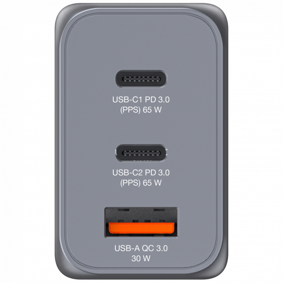Verbatim 65W GAN Hızlı Şarj 2-Bağlantı Noktalı 2 x Usb-C® PD 65W / 1 x Usb-A QC 3.0-(32201)