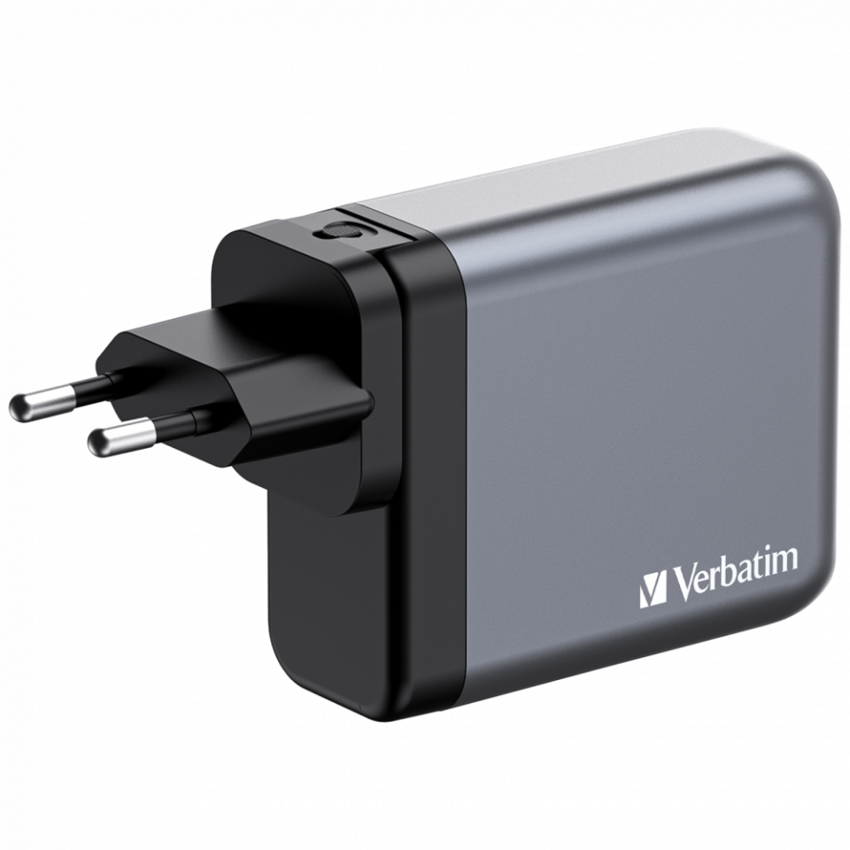 Verbatim 140W GAN Hızlı Şarj 4-Bağlantı Noktalı 2 x Usb-C PD 140W / 1 x USB-C PD 20W / 1 x USB-A QC 3.0-(32203)