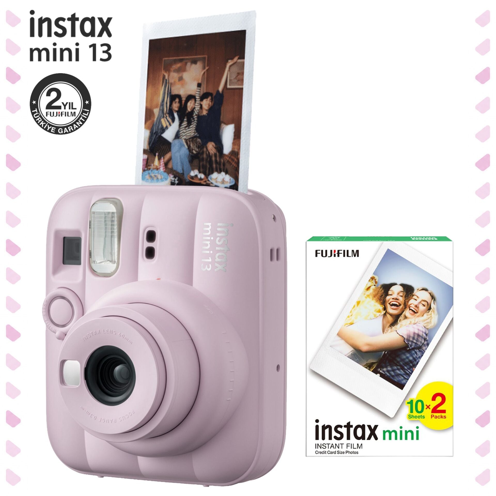 Instax Mini 13 Fotoğraf Makinesi Pembe ve 20'li Film Set