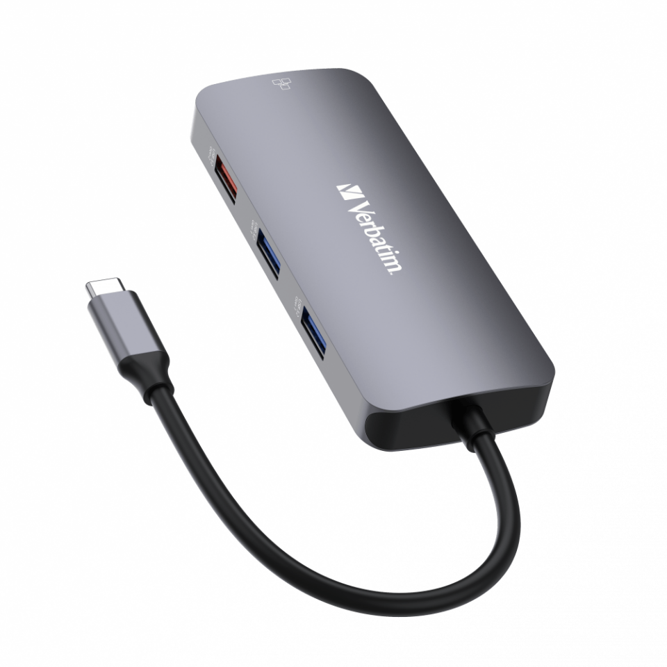 Verbatim 9 Port Usb C Bağlantılı Çoklayıcı Hub 1 x HDMI, 1 x RJ45, 2 x USB-C 3.2 Gen2, 1 x Usb-A 3.2 Gen2, 2 x USB-A 3.2 Gen1,