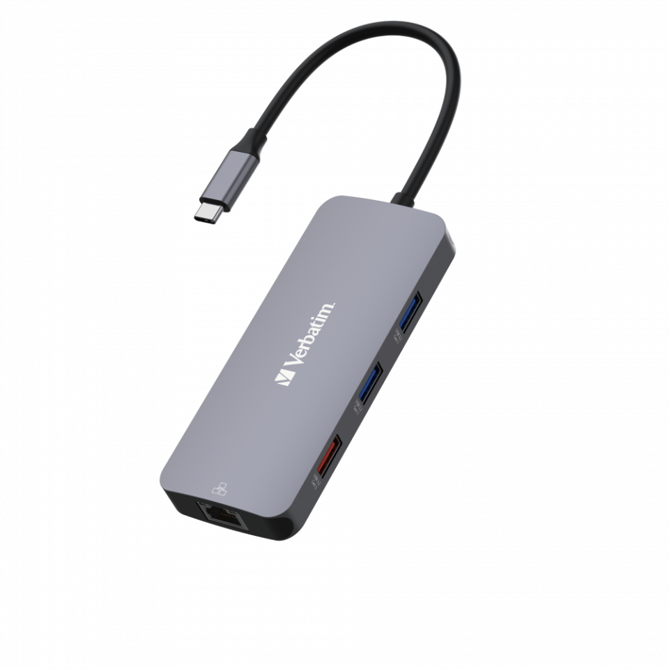Verbatim 9 Port Usb C Bağlantılı Çoklayıcı Hub 1 x HDMI, 1 x RJ45, 2 x USB-C 3.2 Gen2, 1 x Usb-A 3.2 Gen2, 2 x USB-A 3.2 Gen1,
