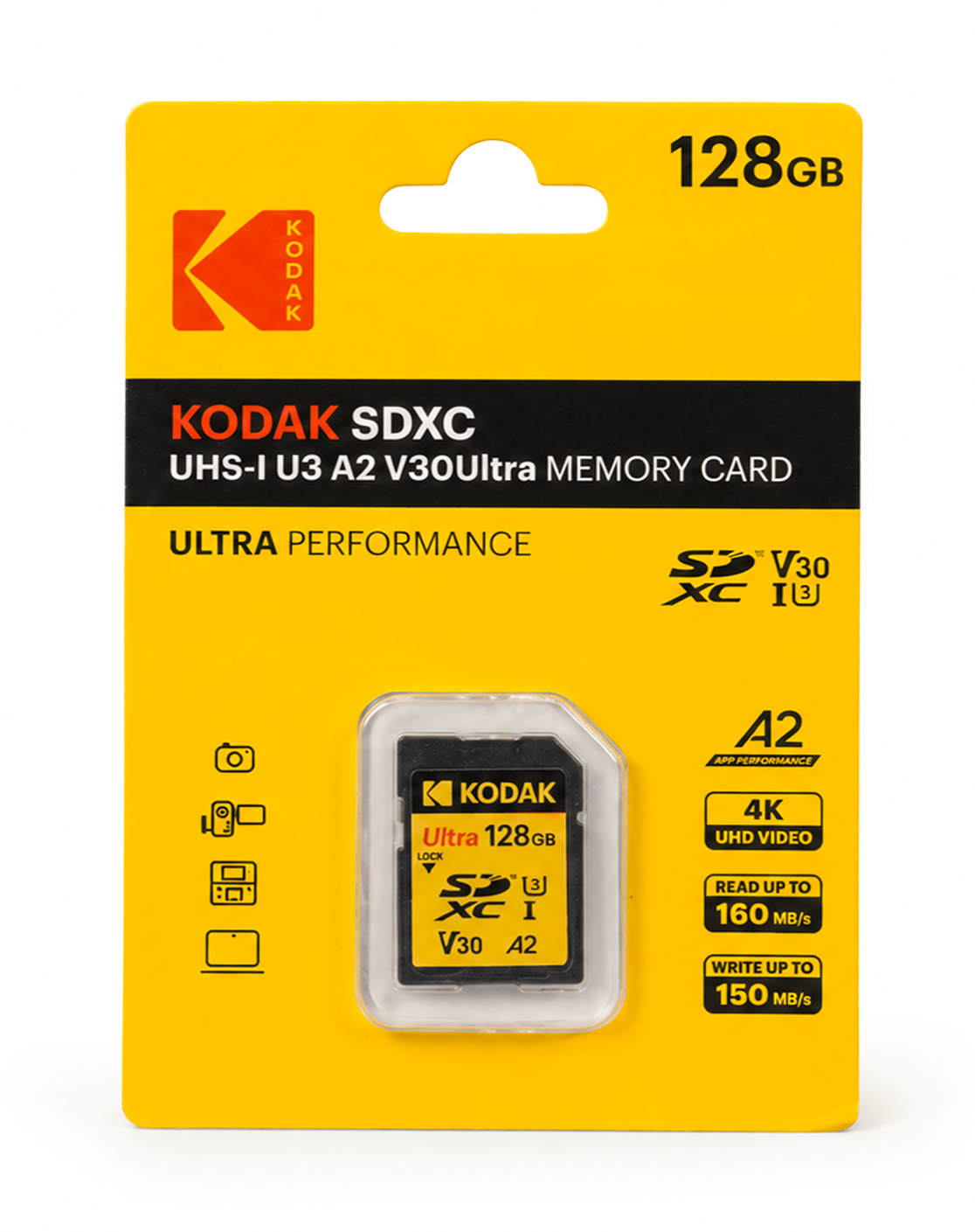 Kodak 128GB UHS-I U3 A2 V30Ultra SD Hafıza Kartı