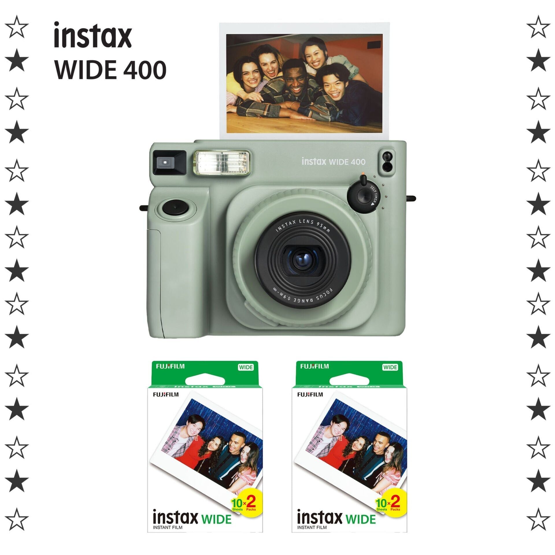 Instax Wide 400 Yeşil Fotoğraf Makinesi ve 40'lı Film