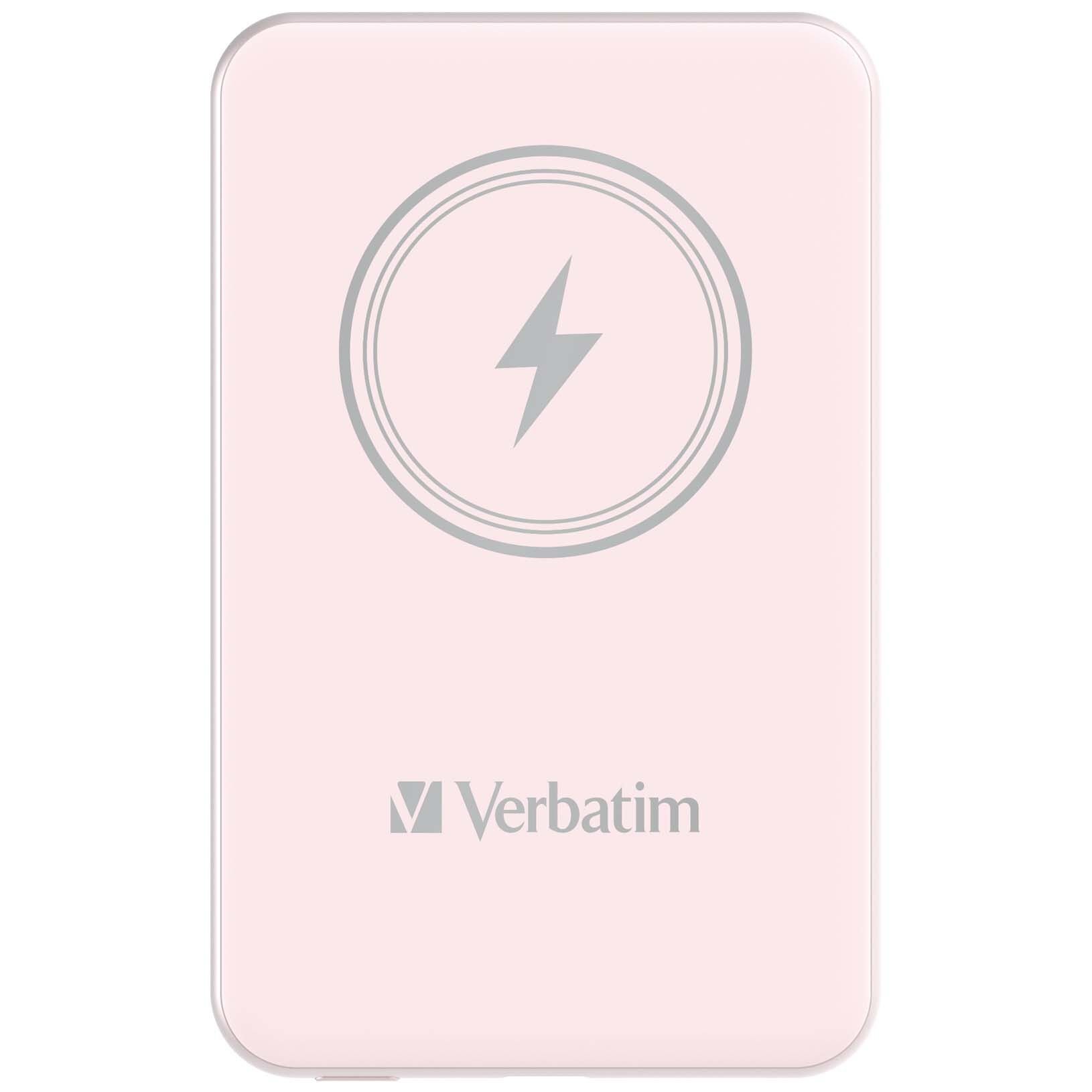 Verbatim 5000 Mah Manyetik Kablosuz (Magsafe) 15W Powerbank 20W PD Pembe Renk Kablo Dahil-(32243)