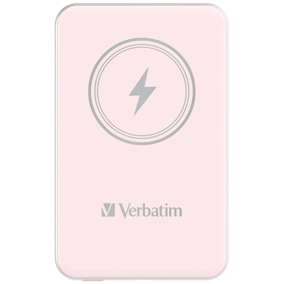 Verbatim 5000 Mah Manyetik Kablosuz (Magsafe) 15W Powerbank 20W PD Pembe Renk Kablo Dahil-(32243)