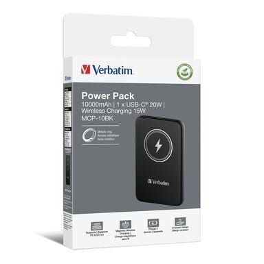 Verbatim 10000 Mah Manyetik Kablosuz (Magsafe) 15W Powerbank 20 W PD Siyah Renk Kablo Dahil-(32245)