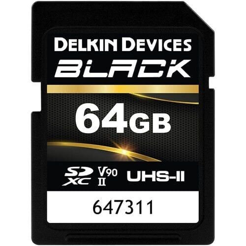 Delkin Black 64Gb Sd Uhs-ii  U3 V90 Box Pkg