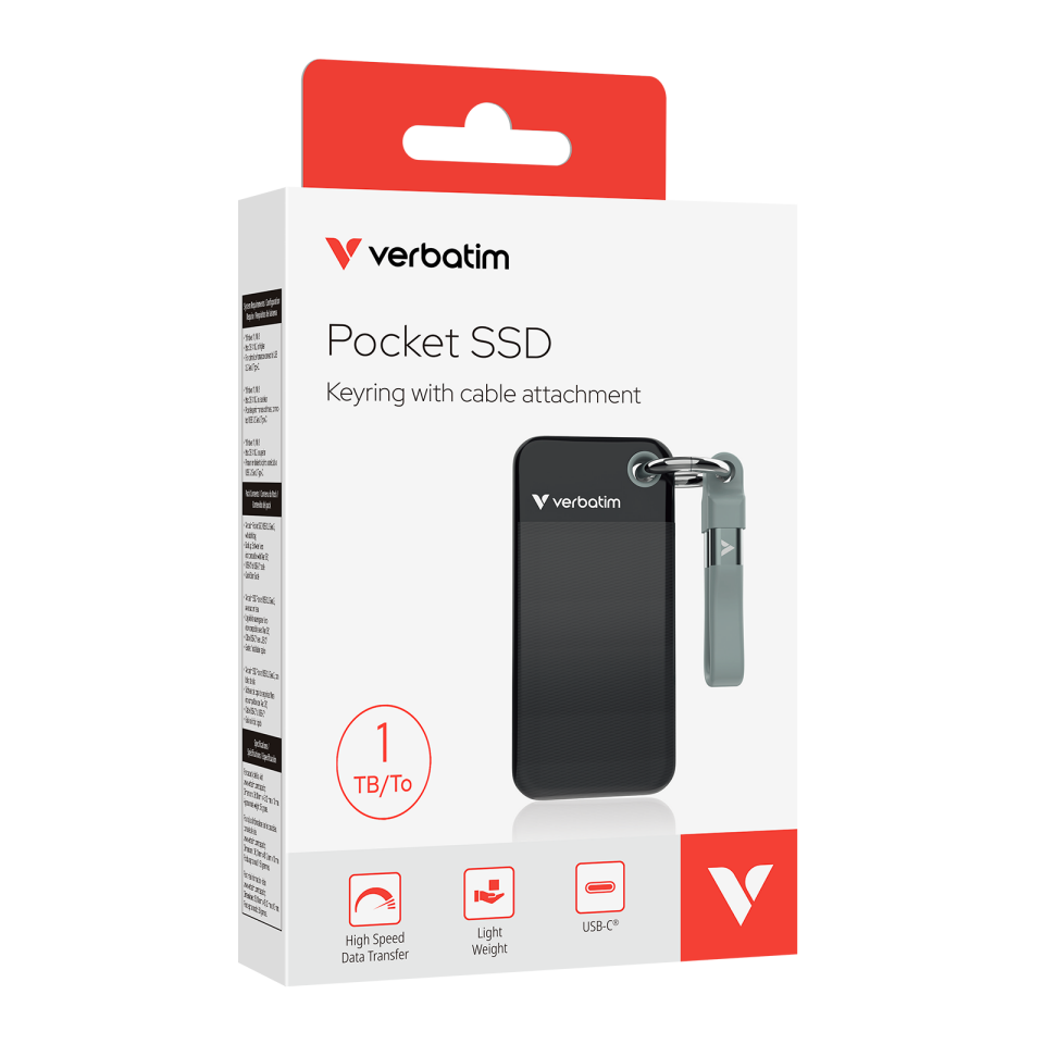 Verbatim 1 TB Pocket Mini Taşınabilir SSD Usb 3.2 - 1000MB/S-1000MB/S Siyah/ Gri Kablo Dahil-(32190)