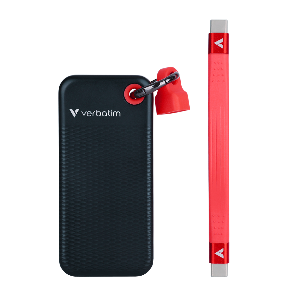 Verbatim 1 TB Pocket Mini Taşınabilir SSD Usb 3.2 - 1000MB/S-1000MB/S Siyah/ Kırmızı Kablo Dahil(32192)